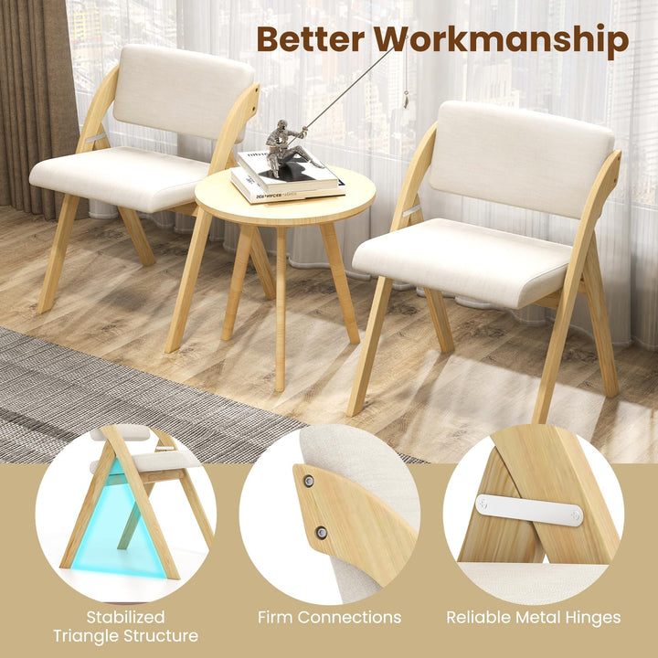 Giantex Set of 2 Folding Kitchen Dining Chairs with Rubber Wood Legs