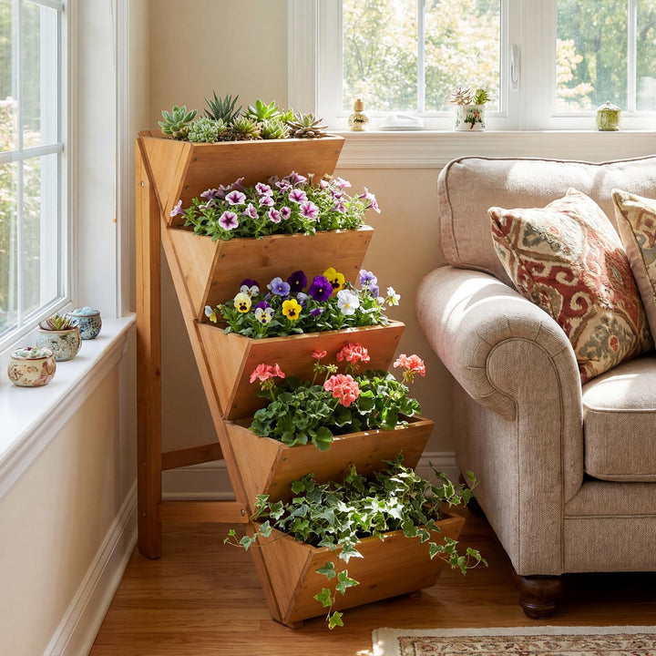 Giantex 5-Tier Wooden Vertical Raised Garden Bed