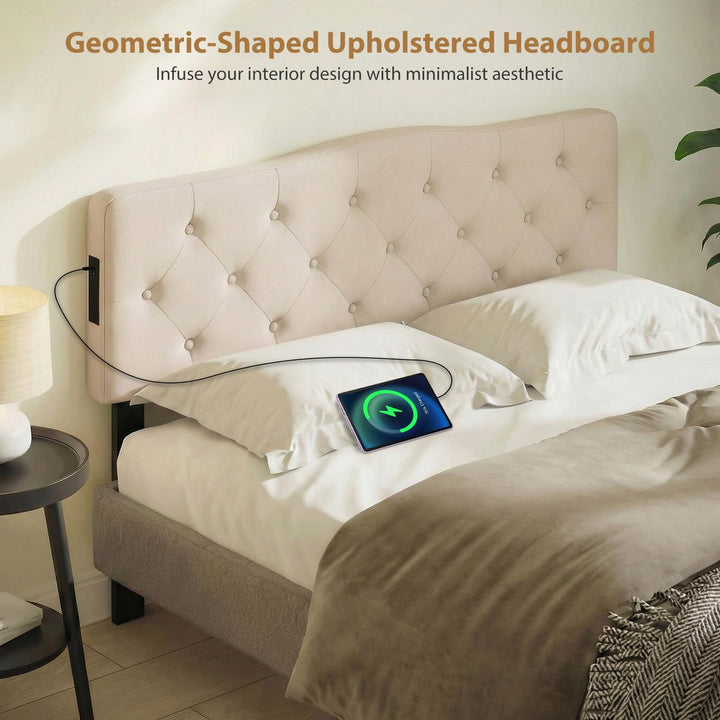 Giantex Headboard with 2 AC Outlets for Queen &amp; Full Size Bed