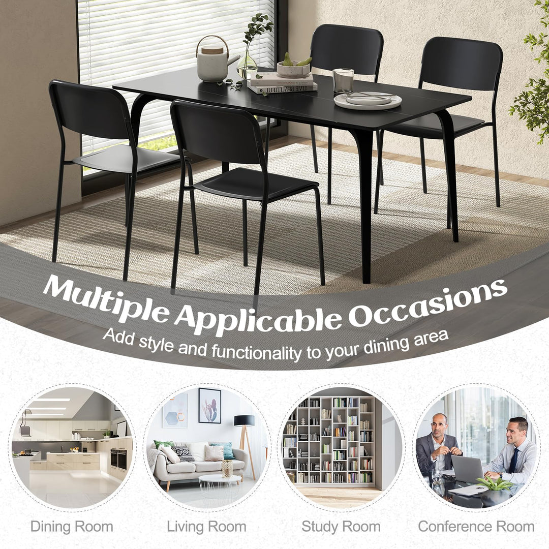 Giantex Metal Dining Chairs Set of 4, Stackable Lightweight Kitchen Chairs w/Tilted Backrest &amp; Sturdy Metal Legs