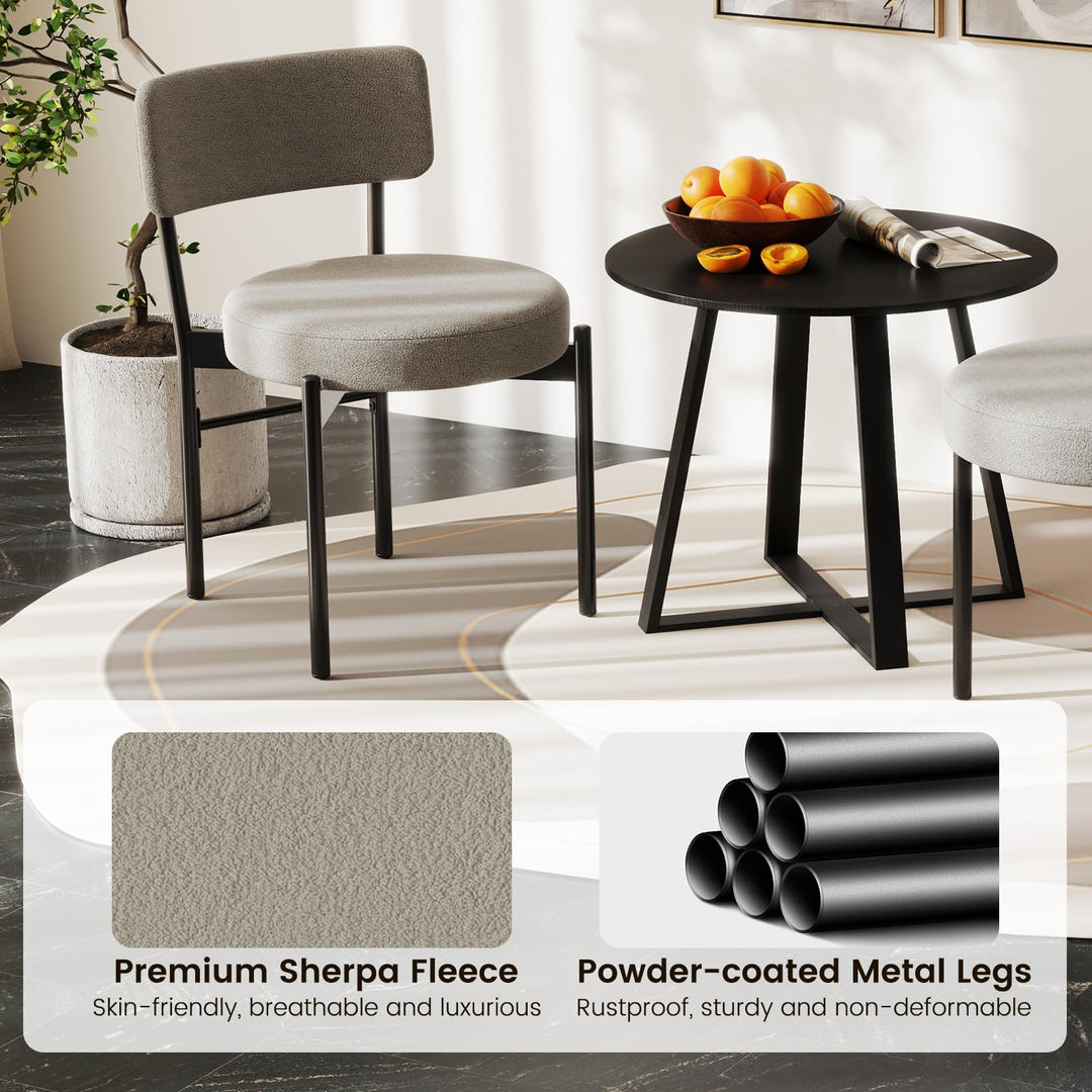 Giantex Boucle Dining Chairs Set of 2/4, Sherpa Upholstered Kitchen Chairs w/Curved Backrest, Padded Seat &amp; Metal Legs