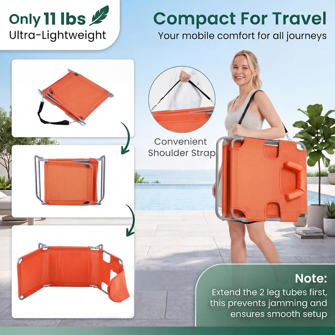 Giantex Folding Tanning Chair with Face Hole &amp; 5-Position Adjustable Backrest (1/2)