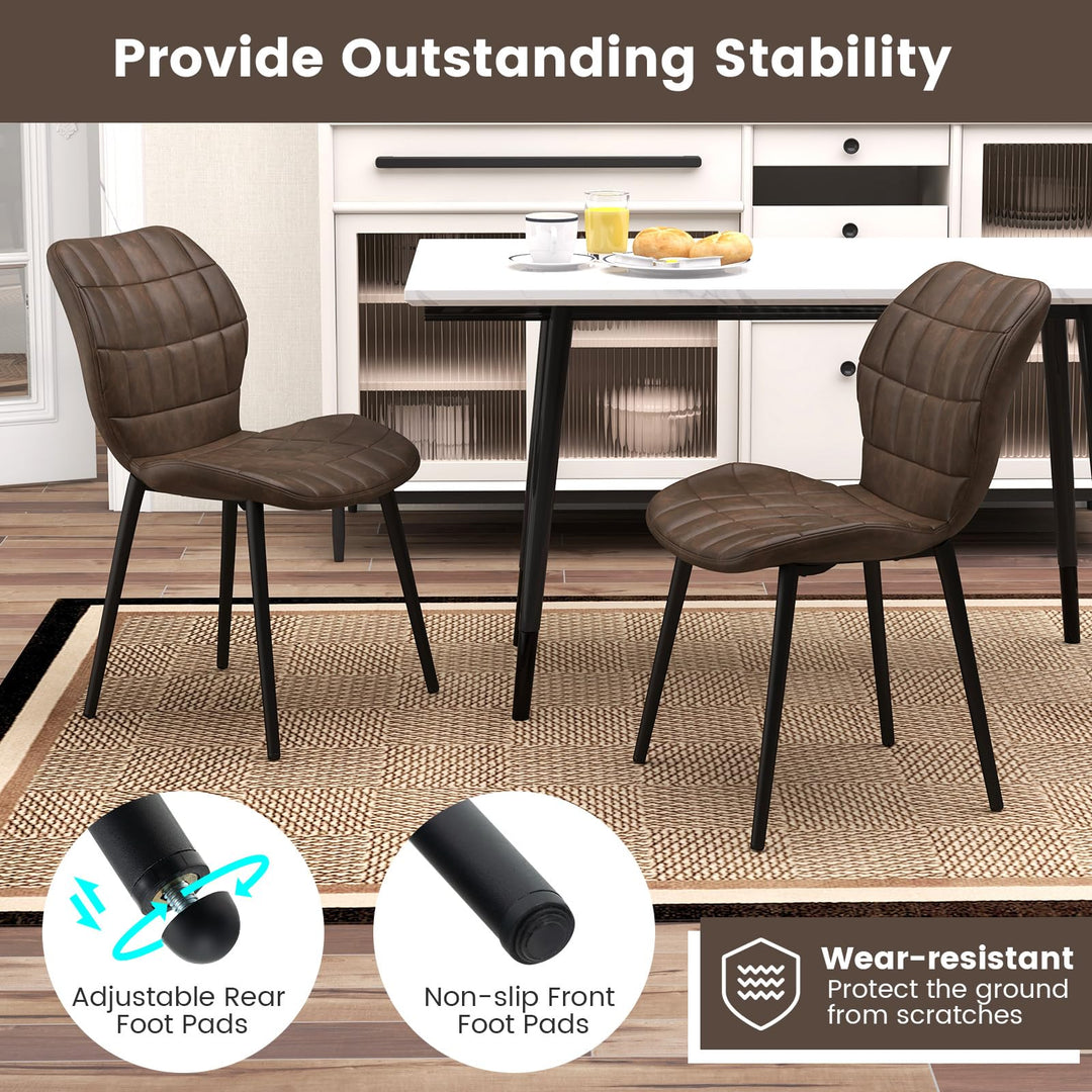 Giantex Upholstered Dining Chairs, Mid Century Retro Kitchen Chairs w/Padded Back &amp; Seat