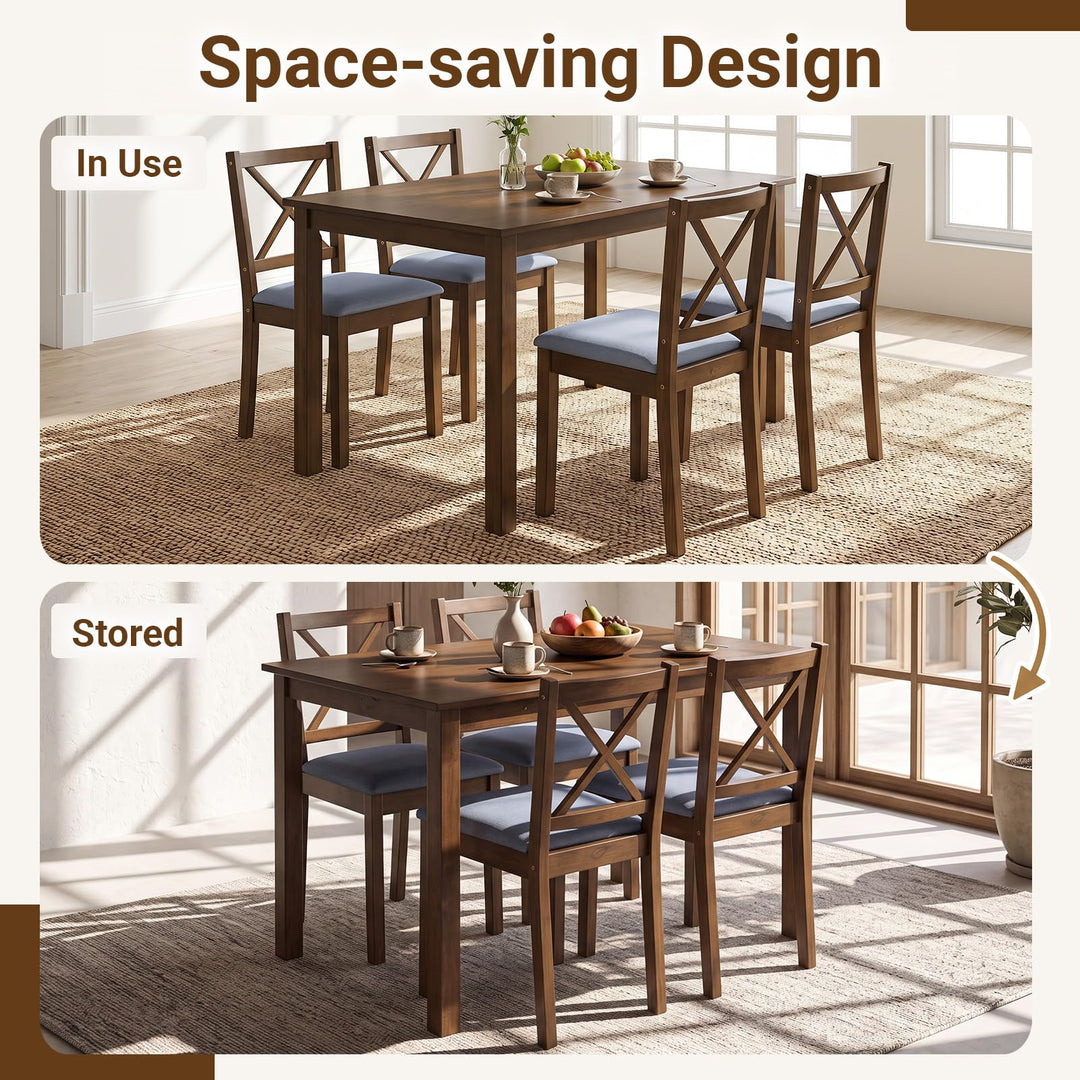GIANTEX Dining Table Set with X-Shaped Backrest for Small Space