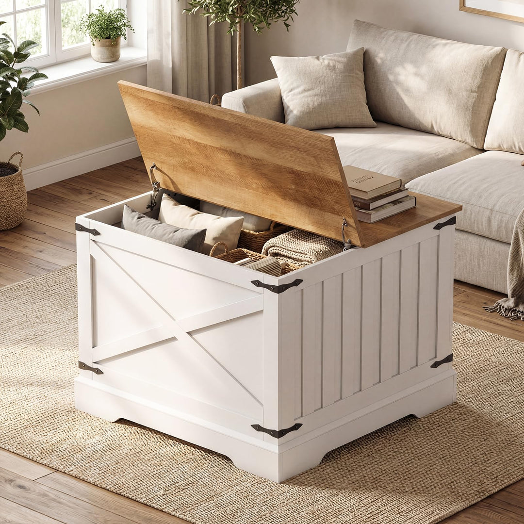 Giantex 31.5" Square Wood Center Table with Large Hidden Storage Compartment &amp; Hinged Lift Top