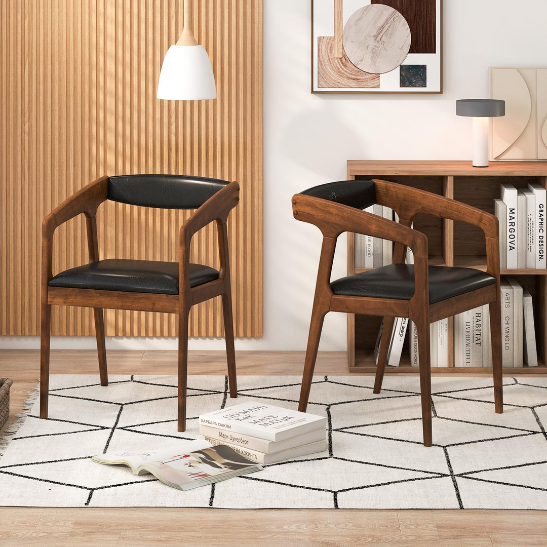 Giantex Modern Accent Chair - PU Leather Upholstered Armchairs w/Cozy Backrest &amp; Padded Seat Cushion
