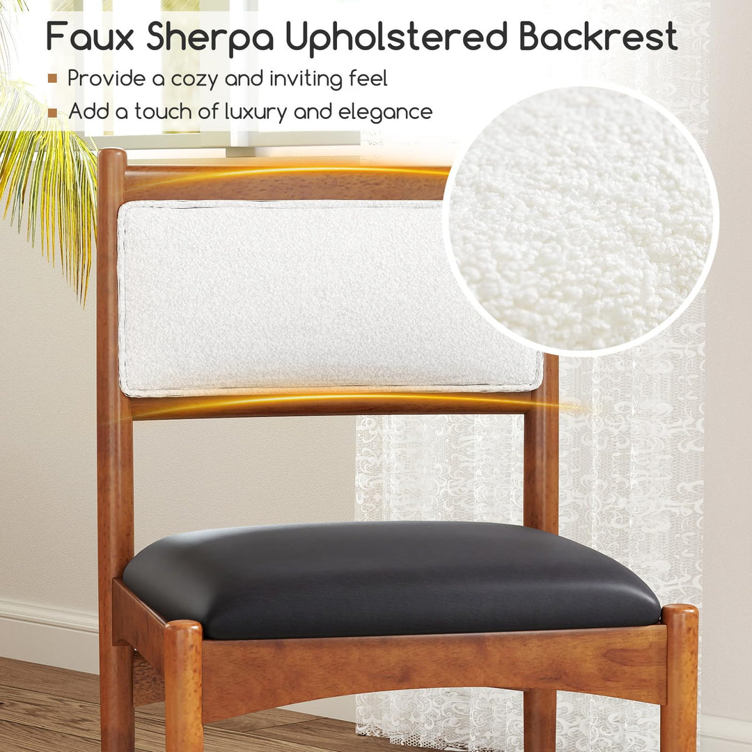 Giantex Wooden Dining Chairs, Upholstered Kitchen Chairs w/Rubber Wood Frame &amp; Faux Leather Padded Seat