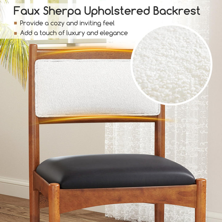 Giantex Wooden Dining Chairs, Upholstered Kitchen Chairs w/Rubber Wood Frame &amp; Faux Leather Padded Seat