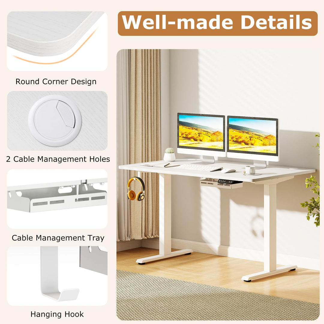 Giantex Electric Dual Motor Standing Desk | 48" x 30" Height Adjustable Sit Stand Computer Workstation w/3 Memory Height