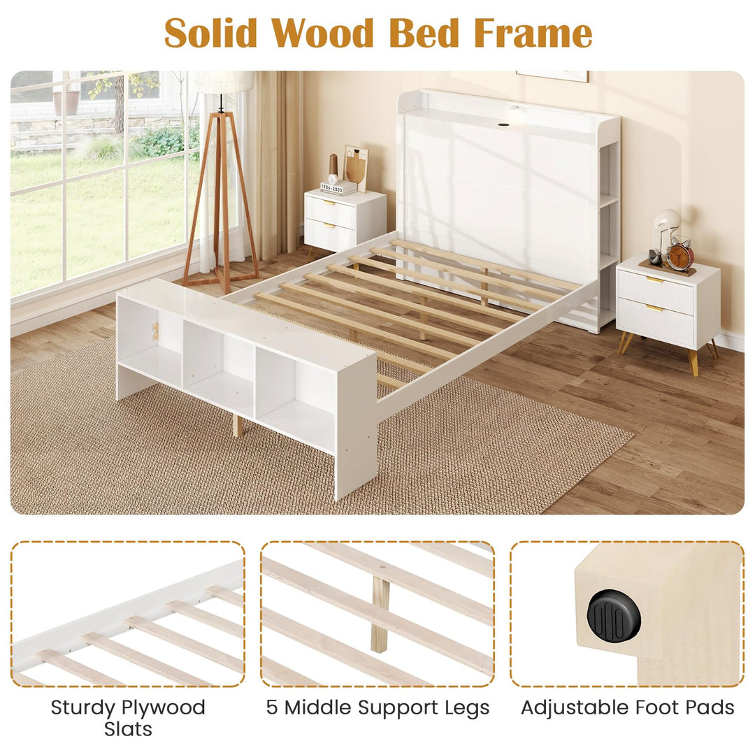 Giantex Full/Twin Size Bed Frame with Storage Headboard &amp; Footboard