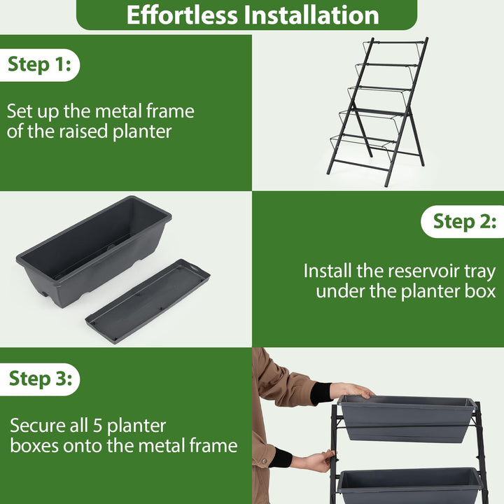 Giantex 5-Tier Vertical Garden Planter Set 1/2 Raised Garden Bed w/Drainage
