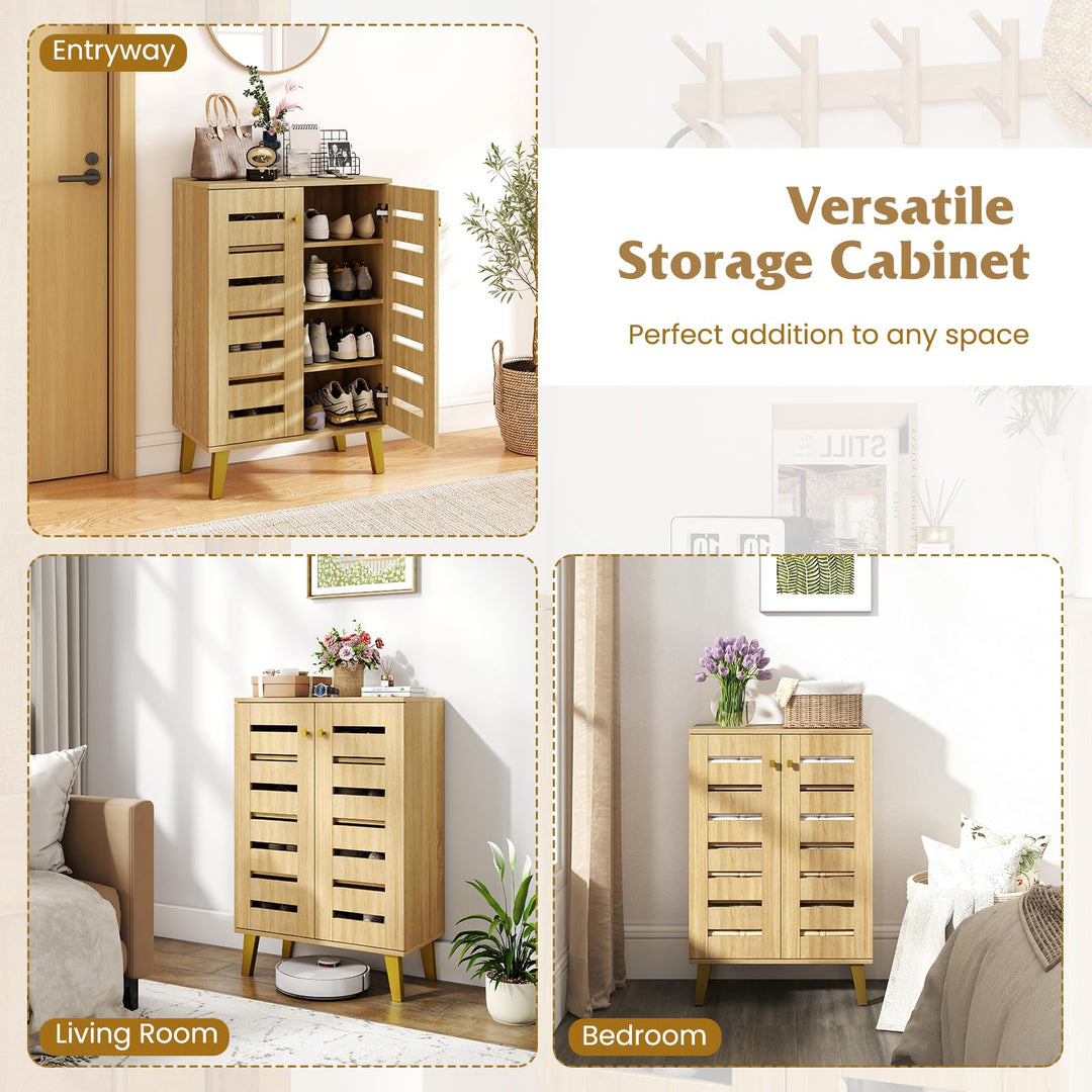 Giantex Shoe Cabinet with Doors 4-Tier Freestanding Shoe Organizer Cabinet