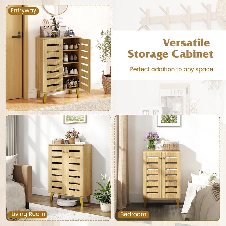 Giantex Shoe Cabinet with Doors 4-Tier Freestanding Shoe Organizer Cabinet