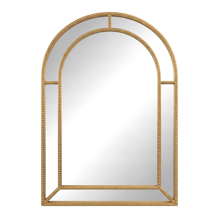 Giantex Gold Arched Wall Mirror with Beaded Frame for Bathroom Entryway