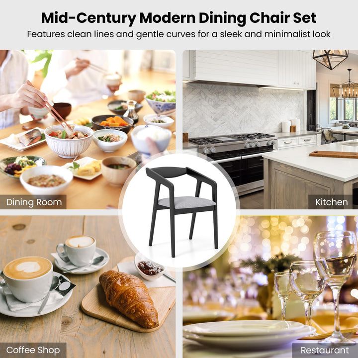 Giantex Wooden Dining Chairs Set, Linen Fabric Upholstered Kitchen Chairs w/Armrests &amp; Padded Cushion