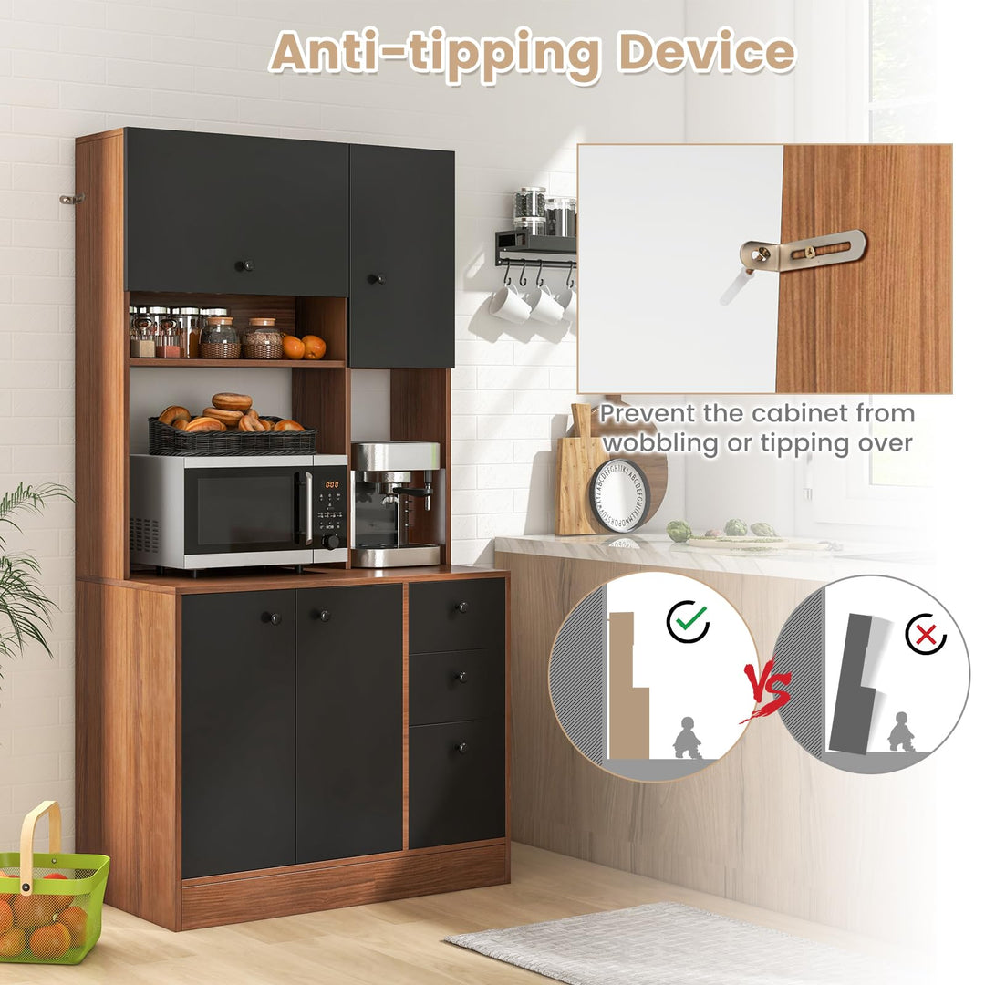 Giantex Kitchen Pantry, Buffet Hutch with 3 Storage Cabinet, 71&
