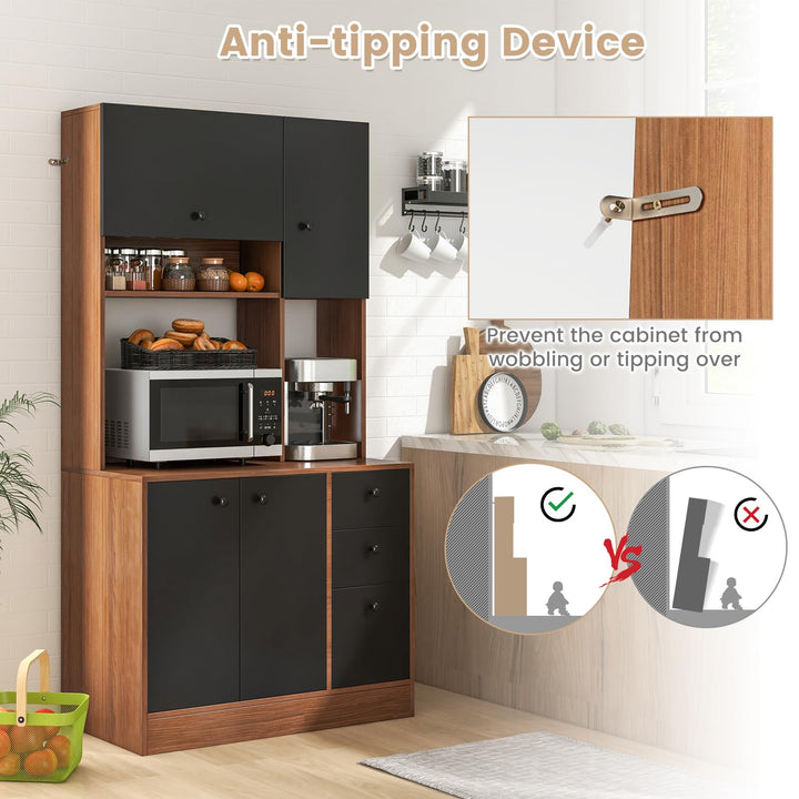 Giantex Kitchen Pantry, Buffet Hutch with 3 Storage Cabinet, 71&