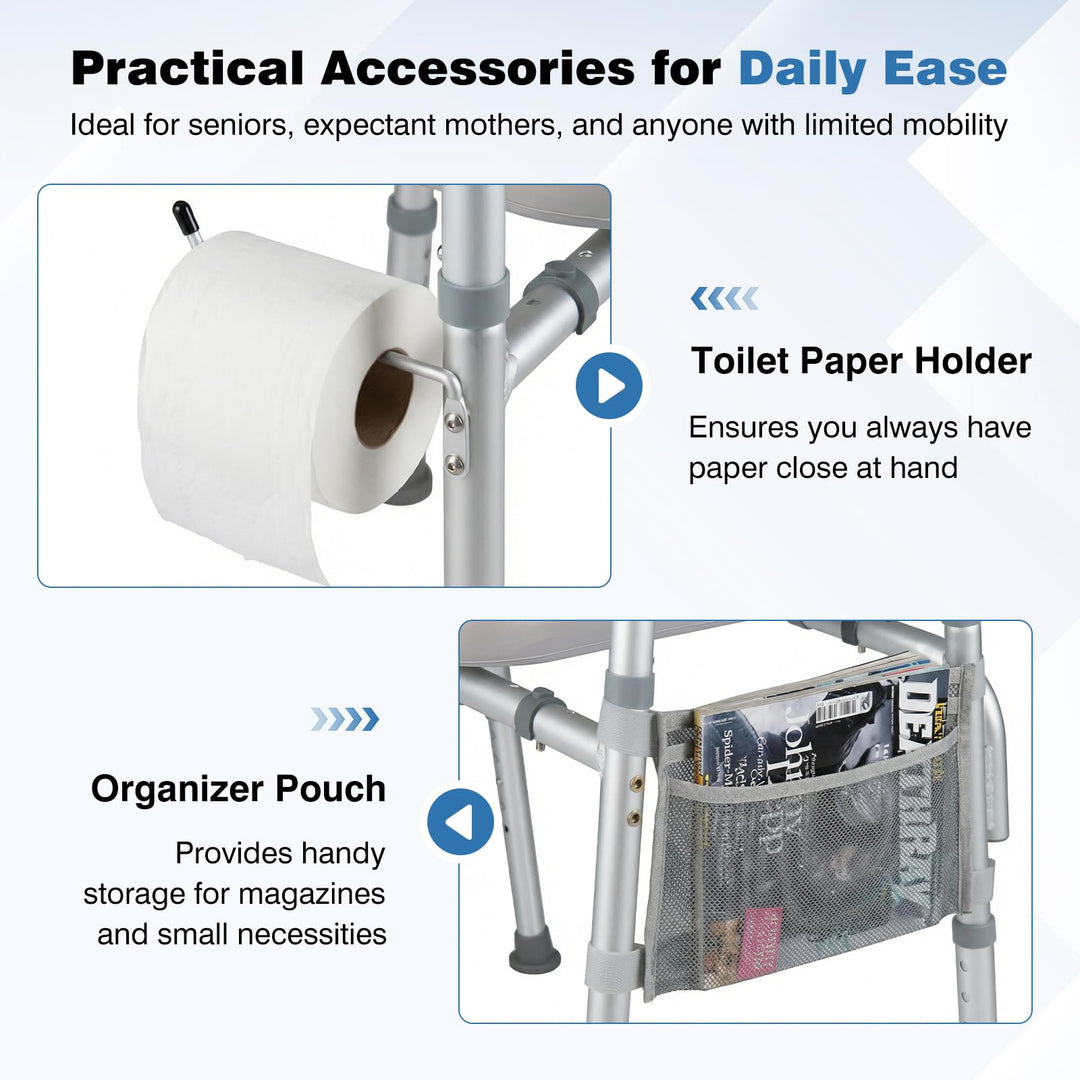 Giantex Raised Toilet Seat with Handles | Toilet Seat Riser for Seniors w/Padded Arms