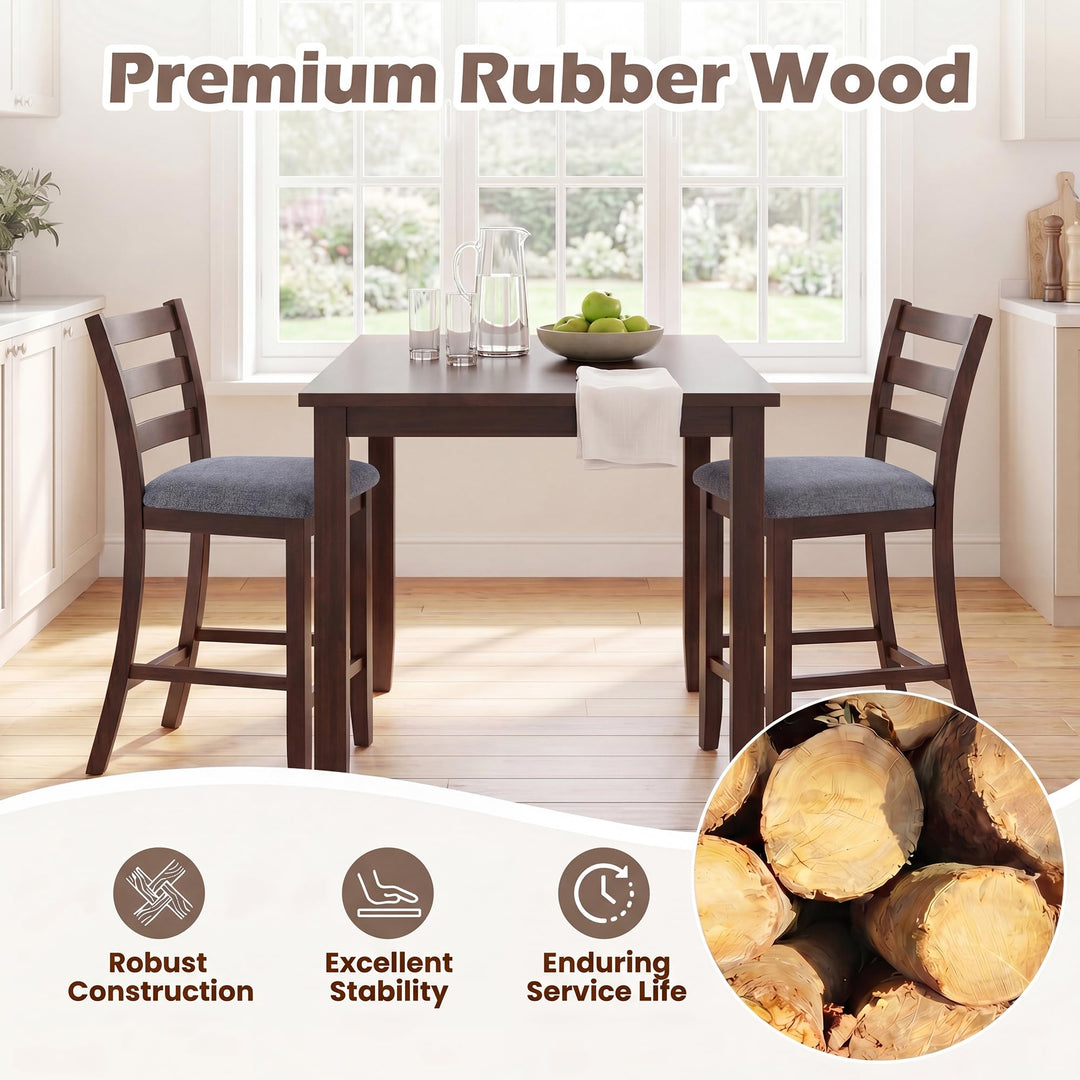 Giantex 26 Inch Farmhouse Upholstered Wooden Barstools with Footrest (2/4)