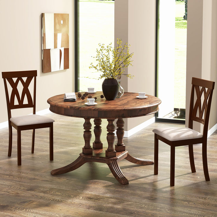 Giantex Wood Dining Chair, Wooden Kitchen Chairs with Upholstered Seat