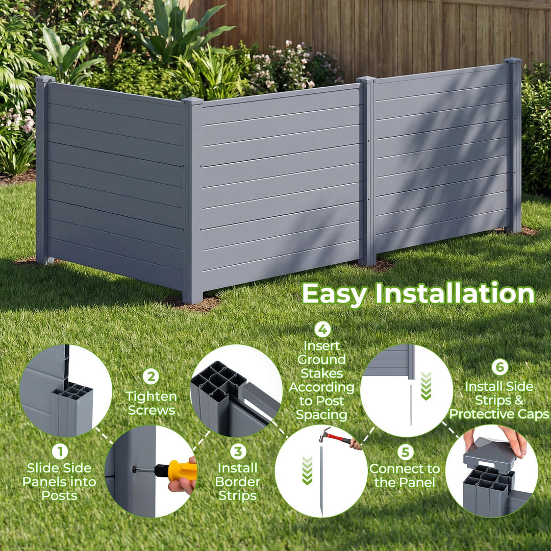 Giantex No-Dig Air Conditioner Fence with Metal Stakes 48&