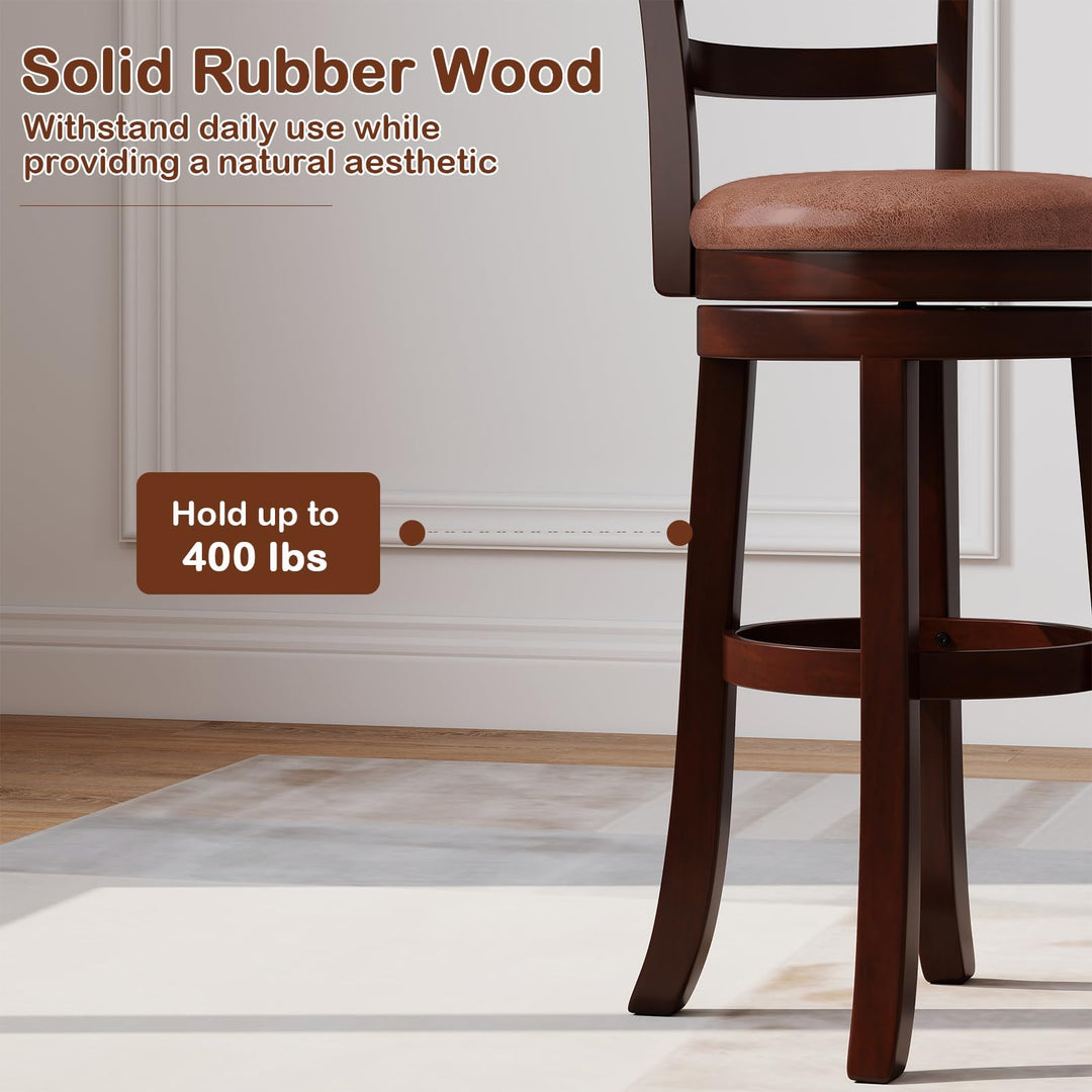 Giantex 30" Counter Height Swivel Barstools Set of 2/4 with Faux Leather Seat and Wrap-around Footrest