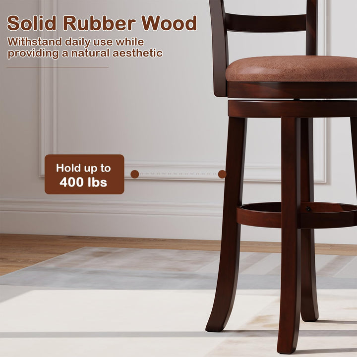 Giantex 30" Counter Height Swivel Barstools Set of 2/4 with Faux Leather Seat and Wrap-around Footrest