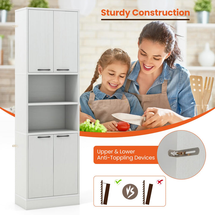 Giantex Kitchen Pantry Cabinet, 75” Tall Freestanding Cupboard with Doors &amp; Shelves