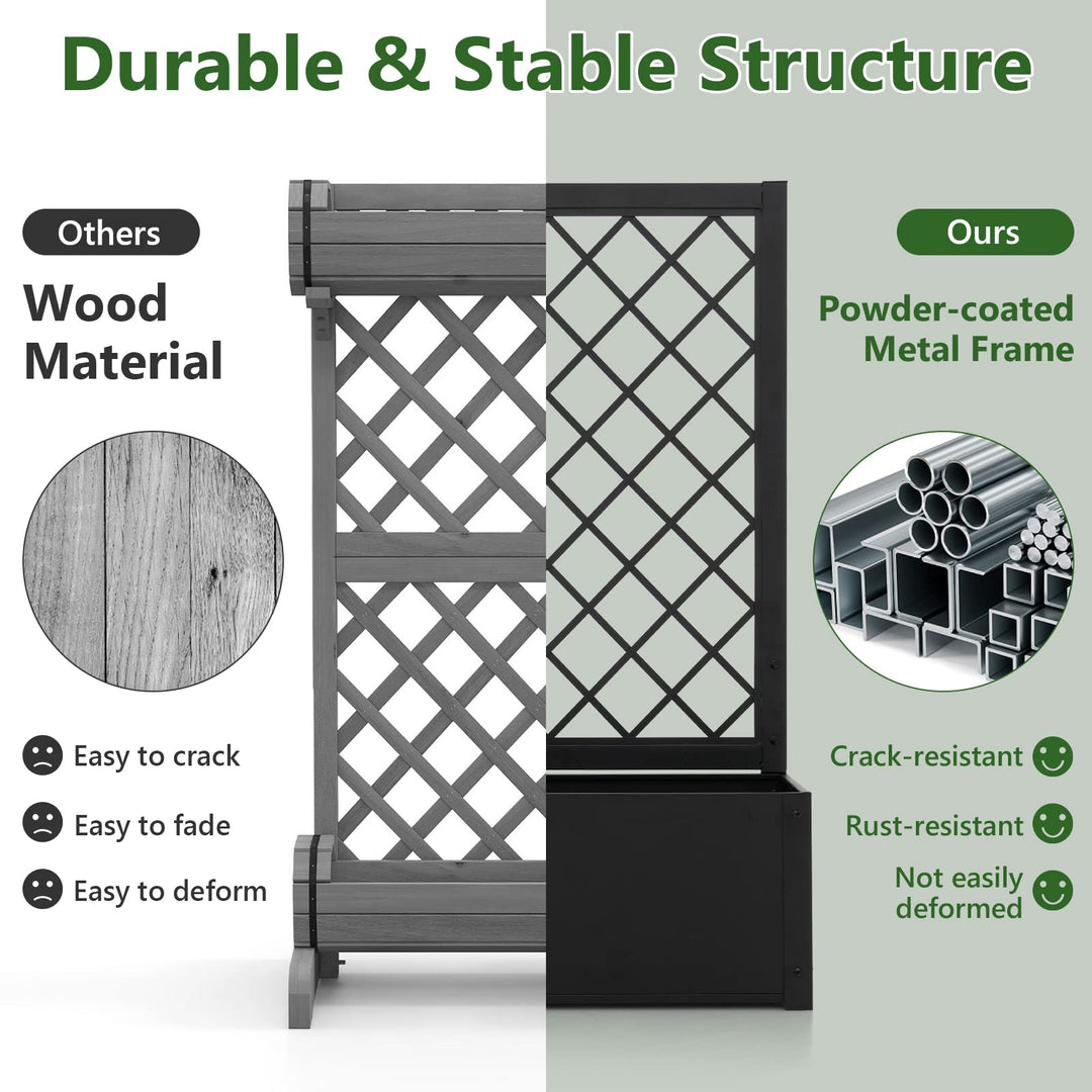 Giantex Raised Garden Bed with Trellis, 49" Metal Vertical Planter with Garden Trellis