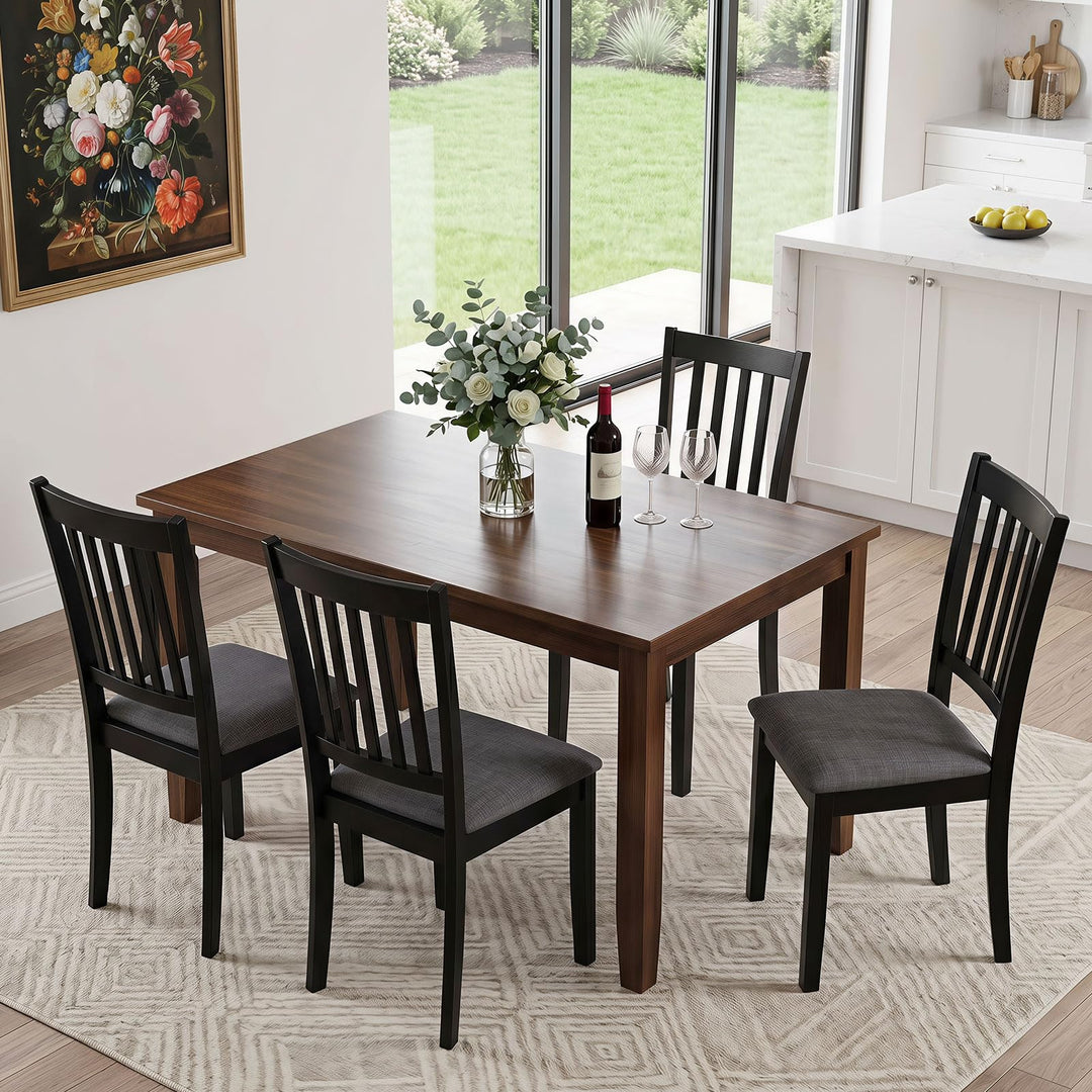 Giantex Modern Farmhouse Wood Slat-Back Kitchen Chairs w/Padded Seat (2/4)