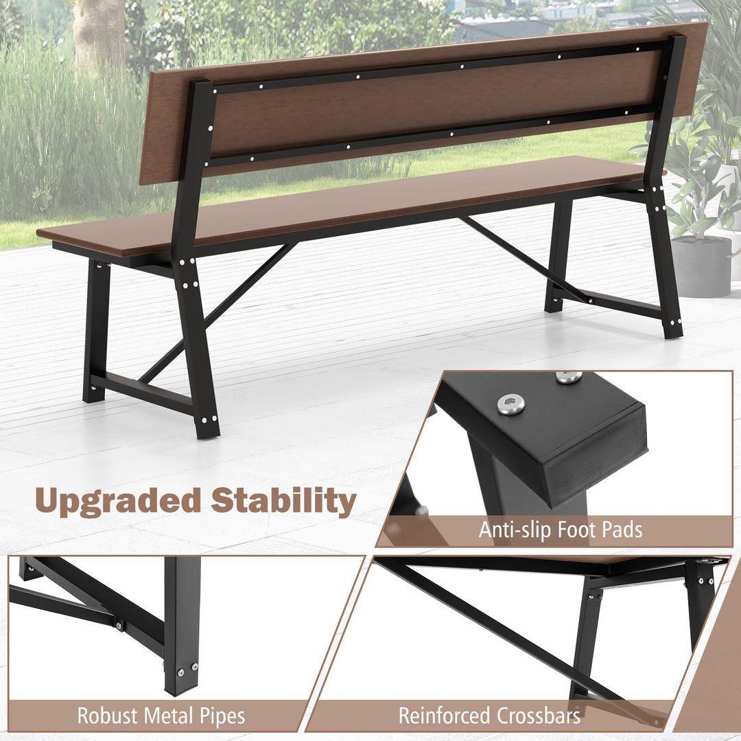 Giantex Outdoor Bench, 4-Person 72 Inches Garden Bench with Weatherproof HDPE Backrest &amp; Seat
