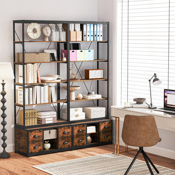 Giantex 8-Tier Bookshelf with Storage, 79" Freestanding Bookcase with 4 Fabric Drawers &amp; Adjustable Shelf