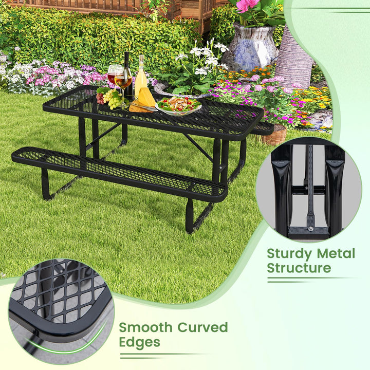 Giantex 72” Picnic Table, Large Outdoor Table &amp; Bench Set for 8