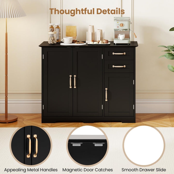 Giantex 40 Inch Modern Kitchen Sideboard Buffet Cabinet with 2 Drawers and Adjustable Shelf