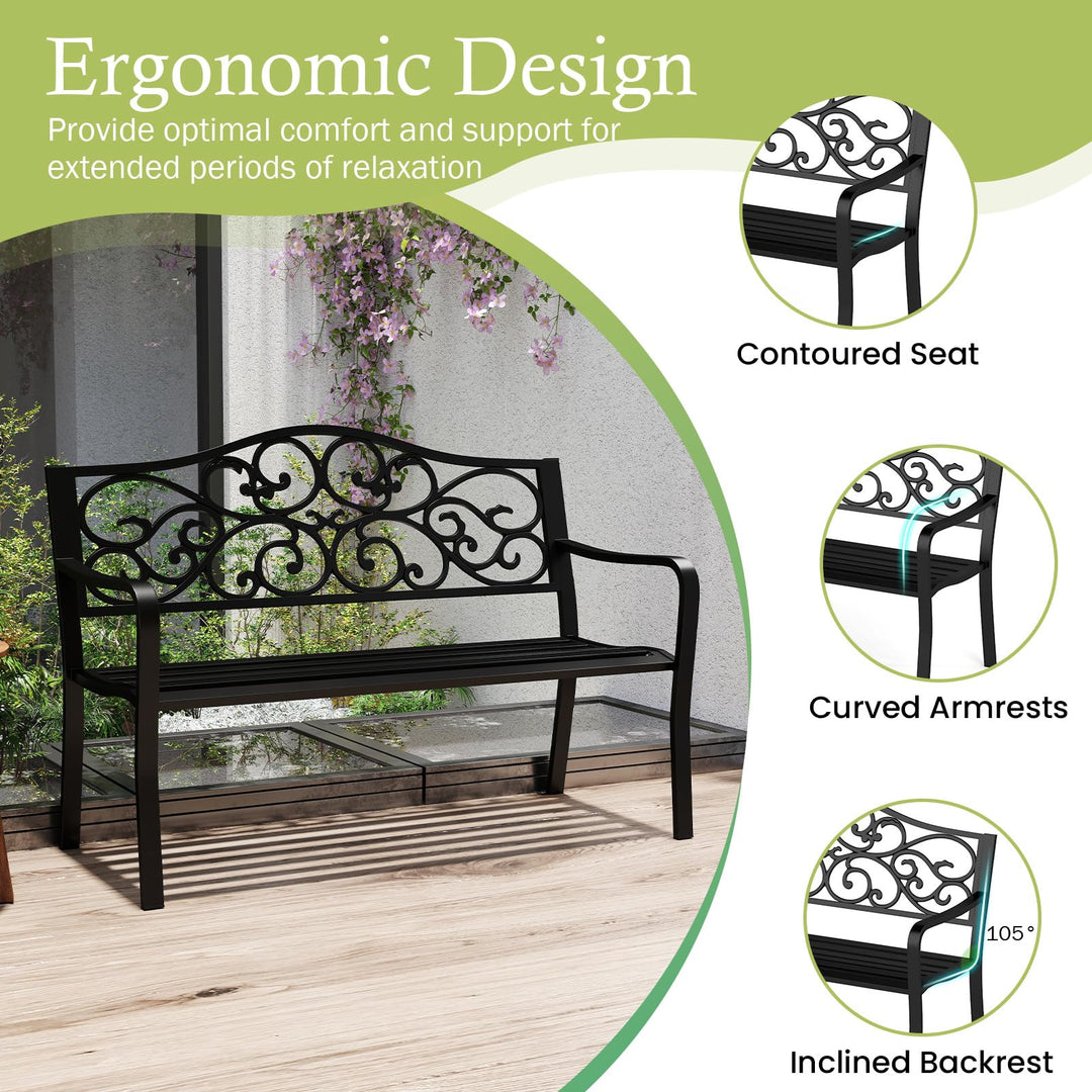Giantex Outdoor Bench with Floral Pattern