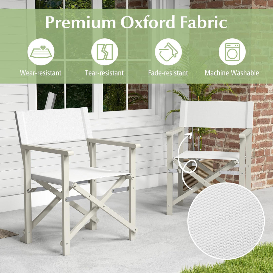 Giantex Set  Folding Director Chairs, Lightweight Patio Camping Chair with Acacia Wood Frame &amp; Oxford Fabric Seat