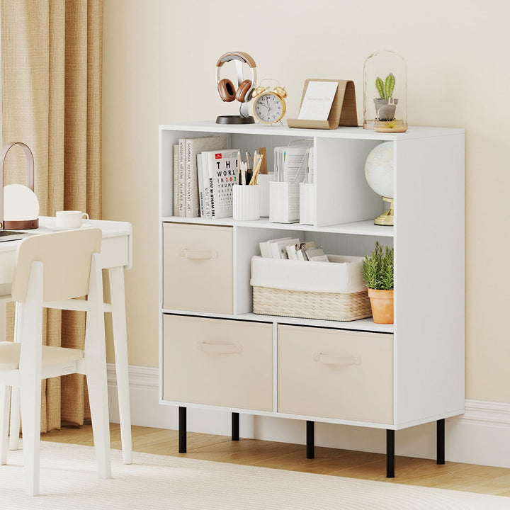 Giantex 6-Cube Bookshelf 3-Tier White Bookcase