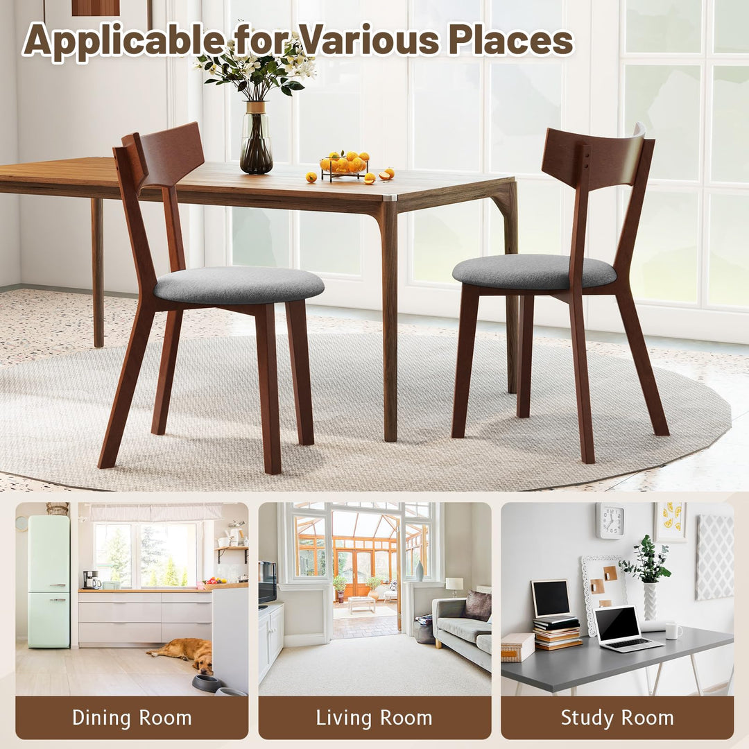 Giantex Wooden Dining Chairs, Solid Wood Kitchen Chairs w/Curved Back &amp; Cushioned Seat