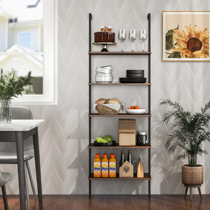 Giantex 5 Tier Modern Wall Mounted Bookshelf, 71&