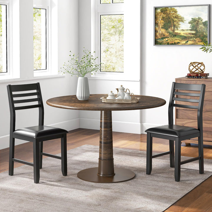 Giantex Dining Chairs Black, Faux Leather Upholstered Kitchen Chairs w/Padded Seat &amp; Ladder Back