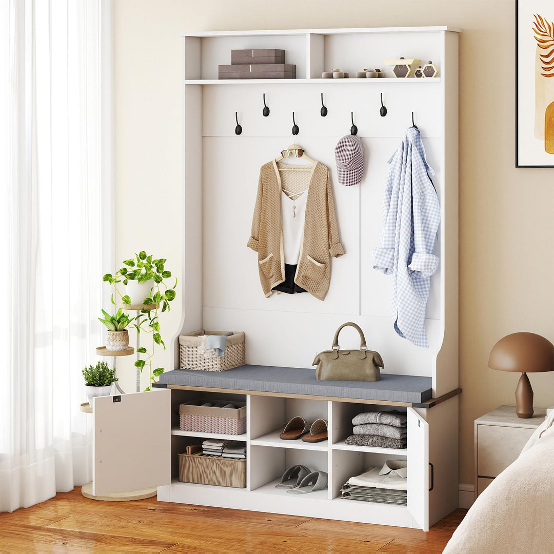 Giantex 4-in-1 Hall Tree with Bench and Shoe Storage 68.5" Tall Coat Rack