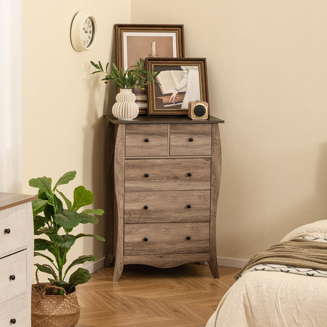 Giantex Storage Cabinet with Foldable &amp; Detachable Fabric Drawers, Anti-Tipping Kit, 26.5” x 15” x 38” Farmhouse Floor Cabinet