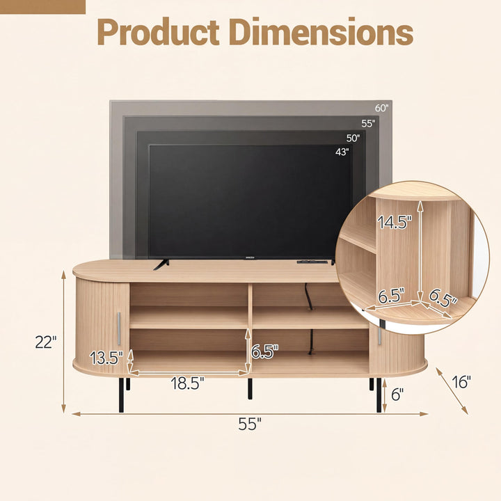 Giantex Mid Century Curved Fluted TV Stand for TVs up to 60"