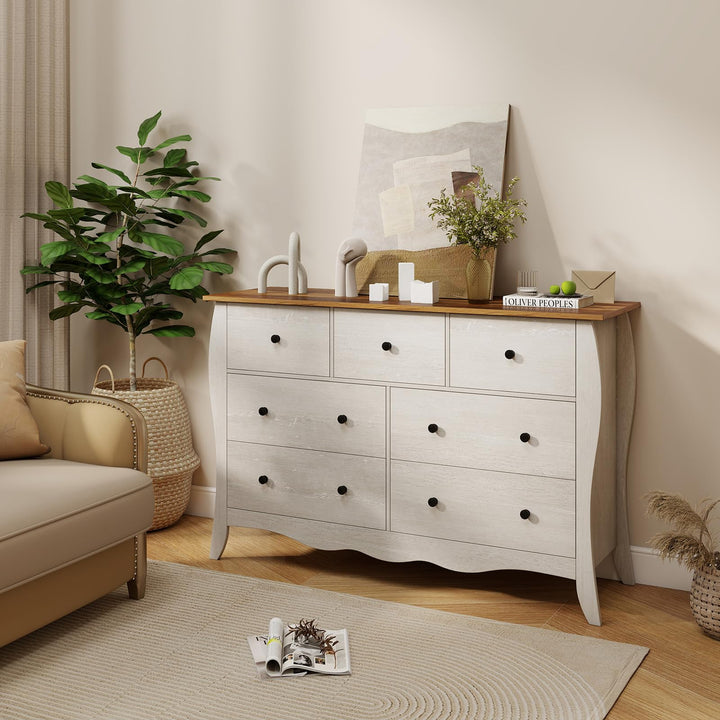 Giantex Storage Cabinet with Foldable &amp; Detachable Fabric Drawers, Anti-Tipping Kit, 47” x 15” x 30.5” Farmhouse Floor Cabinet