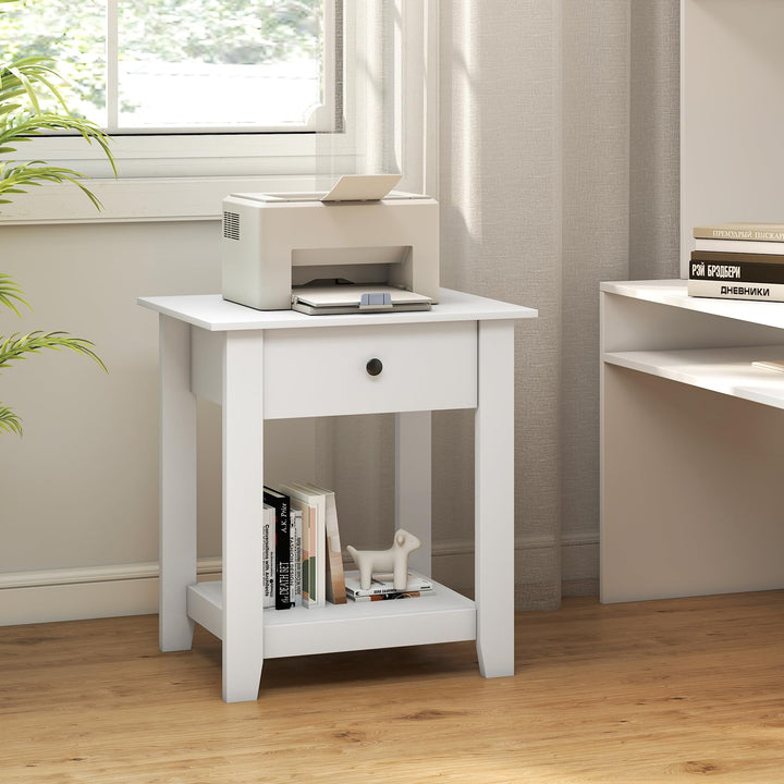 Giantex Nightstand with Drawer 2-Tier Modern Bedside Table with Open Shelf and Storage