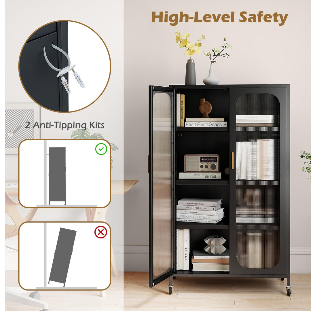 Giantex 2-Door Metal Storage Cabinet 5-Tier Tall Kitchen Pantry