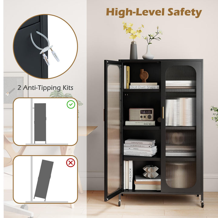 Giantex 2-Door Metal Storage Cabinet 5-Tier Tall Kitchen Pantry