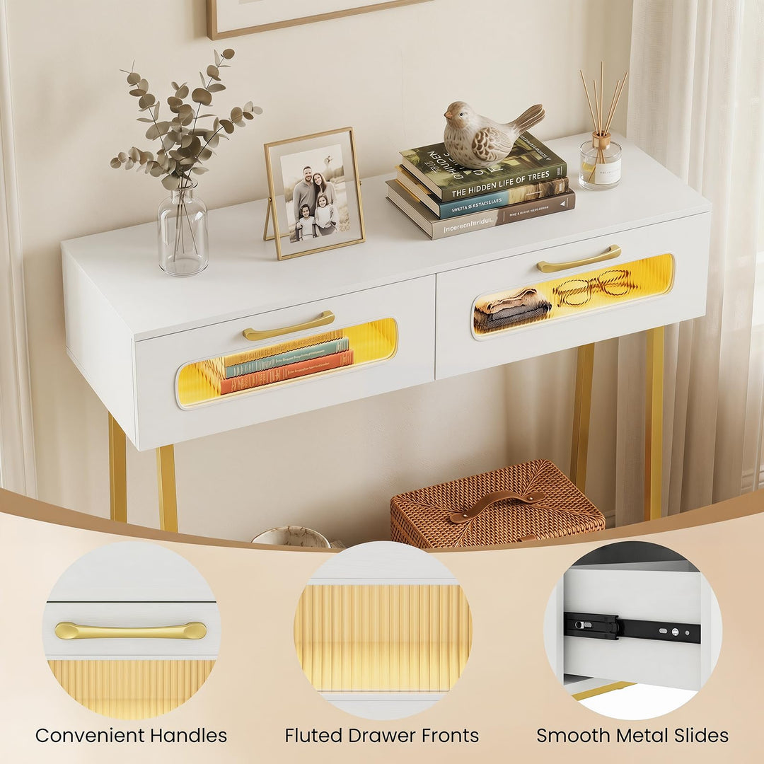 Giantex Console Table with LED Lights for Living Room Hallway Entrance