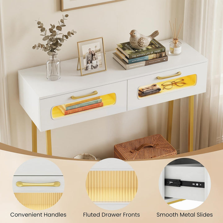 Giantex Console Table with LED Lights for Living Room Hallway Entrance