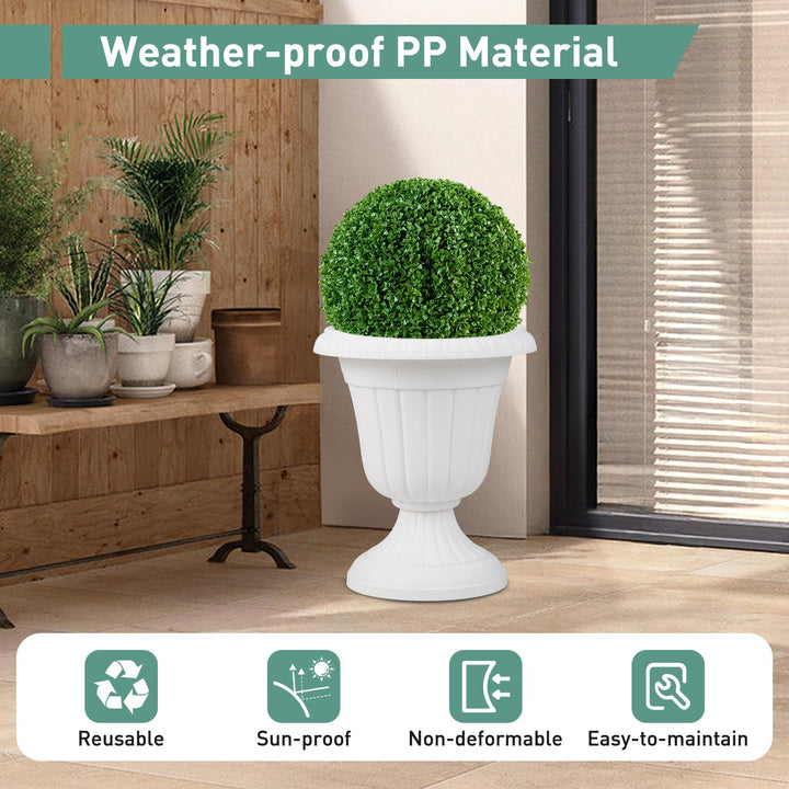 Giantex 18" Tall Urn Plastic Flower Pots with Pedestal Base &amp; Pre-Marked Drain Hole